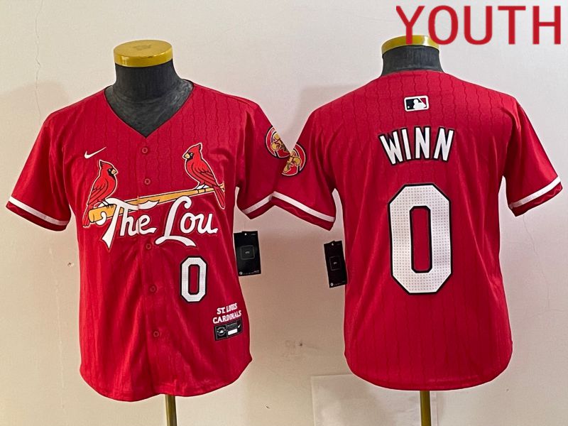 Youth St.Louis Cardinals #0 Winn Red City Edition 2024 Nike MLB Jersey style 1
